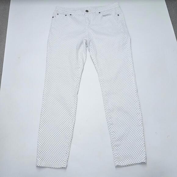 Andrea Jovine Jeans Women's 8 White Polka Dot Denim Stretch Straight Leg Classic - Picture 1 of 7